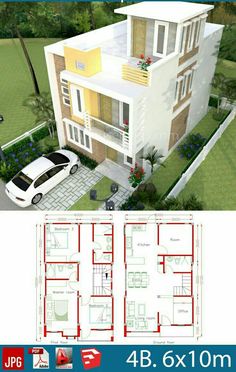 two story house plan with 3 car garage and 2 bedroom apartment in the same area