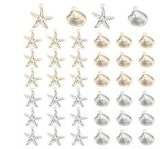 starfish and seashell charms in various sizes