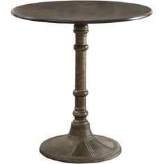 the pedestal table is made from wood and metal