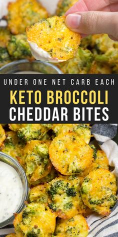 broccoli cheddar bites on a plate with dipping sauce