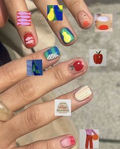 Fun Nail Ideas Creative, Really Short Nail Designs, Primary Color Nails, Album Nails, Doodle Nails, Korea Nail Art, Natural Gel Nails, Hard Nails, Nails Only