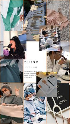 collage of nurses and nurse's clothes in multiple pictures with text that reads nurse