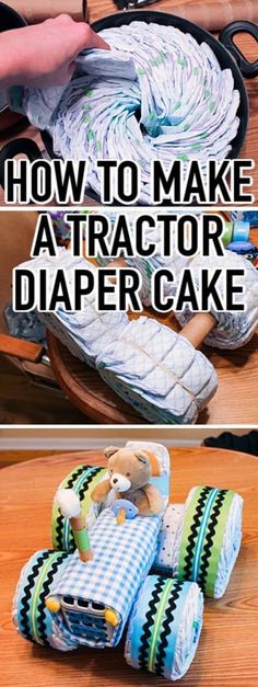 how to make a tractor diaper cake that looks like a race car with wheels and tires