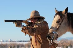 Cowboy Rifleman, Aiming Pose, Cowboy Poses, Cowboy Pirate, Cowboy Shooting, Anatomy Pose, Cowboy Photography, Cowboy Action Shooting, Bright Blue Sky