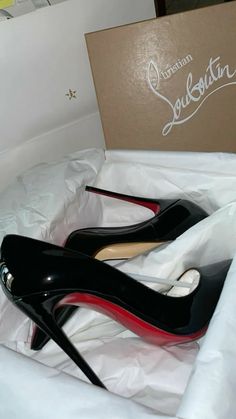 Red bottom heals #redbottoms #ysl #heels Black High Heels Red Bottoms, Ref Bottom Heels, Ysl Red Heels, Ysl Heels Red Bottoms, Black And Red High Heels, Heels For Prom Black, Heals For Dresses, Black Heels Red Bottoms