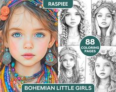 88 Bohemian Little Girls Portrait Adult Coloring Pages Beautiful Witch, Grayscale Coloring Pages, Relaxing Colors, Fantasy Lovers, Coloring Pages For Girls, Grayscale Coloring, Beauty Portrait, Coloring Pages Printable, Mystical Creatures