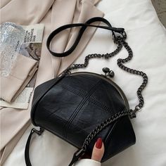 Super Cute And Stylish Ships In 5-10 Business Days New Fashion Women's Underarm Bag, Stick Bag, Personalized Metal Buckle Decorative Design, Single Shoulder Bag, Solid Color Pu, Advanced Sense Crossbody Bag, Suitable For Autumn And Winter Use, Going Out For Shopping Vintage Kiss Lock Clutch Evening Bag, Punk Gothic Style Crossbody Bags, Women's Chains Shoulder Handbag, Y2k Style Novelty Bag Shell Shaped Purse For Wedding Party, Designer Messenger Purse Gothic Bags, Vintage Style Bag, Messenger Purse, Work Place, Novelty Bags, Estilo Punk, Style Punk, Fashion Board, Crossbody Messenger Bag