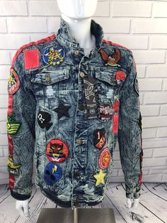 Denim Biker Jacket, Patched Denim, Thank You Letter, Denim Patches, Biker Jacket, Vest Jacket, Mens Accessories, Mens Outfits, Clothes