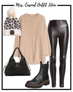 Beige Oversized Sweater, Leopard Beanie, Chelsea Boots Black, Black Chelsea Boots, Clothes Ideas, Weekend Wear, Black Tote, Fall Fashion Outfits, Casual Fall Outfits