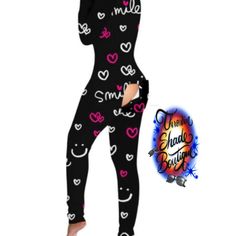 These Comfy Cozy V-Neck Butt Flap Onesies Are Perfect For Those Cold Winter Nights. Made Of Cotton/Spandex Material There Breathable, Sustainable, And Quick To Dry. Black Stretch V-neck Sleepwear, Black V-neck Stretch Sleepwear, Trendy Stretch Sleepwear For Pajama Party, Casual Long Sleeve Jumpsuits And Rompers For Pajama Party, Fitted Casual Jumpsuits And Rompers For Pajama Party, Trendy Black Sleepwear For Loungewear, Trendy Black Sleepwear For Lounging, Casual Long Sleeve Jumpsuits For Pajama Party, Winter Nights