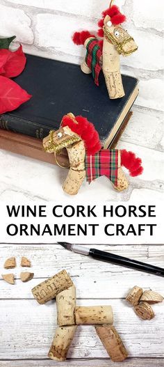 wine cork horse ornament craft for christmas