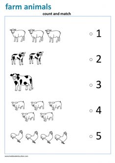 farm animals worksheet for kids to learn how to count the numbers in each row