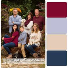 the family is posing for a photo with their dog