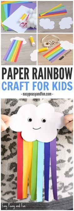 paper rainbow craft for kids with the title overlay that reads, paper rainbow craft for kids