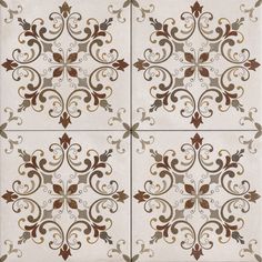 an artistic tile design in white and brown