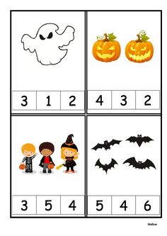 the worksheet for halloween counting and matching numbers