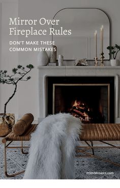 a living room with a fire place next to a fireplace