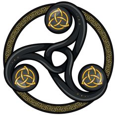 an image of a celtic symbol in gold and black