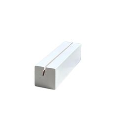 a white box with a silver handle on the top and bottom, in front of a white background