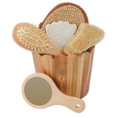 Croll & Denecke Wellness Spa Gift Set in Toasted Wood Basket Croll & Denecke Wellness Spa Gift Set in Toasted Wood Basket This Croll & Denecke Spa Wellness Gift Set is assembled in a toasted wood basket. Spa set includes massage pad, mirror, hairbrush, nail brush, pedicure pumice stone in a wooden basket. Details Packaged in reusable wooden basket Dimensions: 5 x 5 x 7 in Set includes: massage pad, mirror, hairbrush, nail brush, and pedicure pumice stone in toasted wood basket  Made in China About the Company: Croll & Denecke is a family-owned business based in Germany since 1897.  It is now run by third and fourth generations who maintain the highest standards. SHIPPING & RETURNS:  Orders ship in 1 business day; we do not ship on weekends.   Domestic orders over $40.00 ship free!  We offe Wooden Bucket, Spa Items, Spa Gift Set, Wooden Bath, Spa Wellness, Wooden Basket, Wood Basket, Spa Accessories, Spa Set