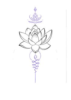 a drawing of a lotus flower with two hearts on it