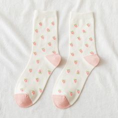 Size: One size, Color: Small strawberry Strawberry Socks, Harajuku Fashion Kawaii, Japanese Socks, Kawaii Socks, Soft Girl Outfits, Floral Socks, Summer Sock, Style Kawaii, Japanese Harajuku