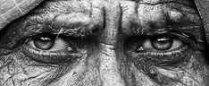 black and white photograph of an old woman's eyes