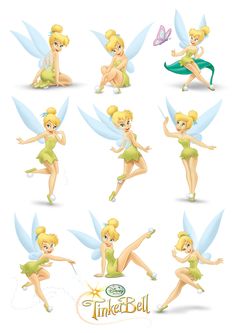 the tinkerbell fairy is doing different poses