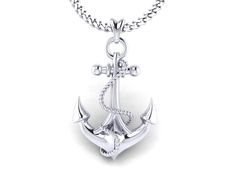 Symbolic Silver Anchor Jewelry, Classic Silver Anchor Jewelry, Sterling Silver Engraved Anchor Necklace, Sea Life Jewelry, Life Jewelry, Anchor Pendant, Anchor Charm, Anchor Necklace, Nautical Jewelry