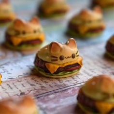 hello kitty burgers are sitting on a table