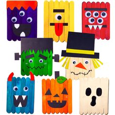 halloween crafts made from popsicle sticks with faces and mouths