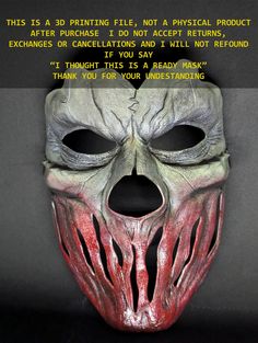 a creepy mask with the words, this is a printing file not a physical product