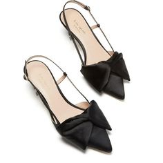 Manufacturer: Kate Spade New York Size Origin: US Style Type: Kitten Heels Collection: Kate Spade New York Closure: Material: Textile Fabric Type: Satin Sku: BH5353274 Size: 7.5.  Color: Black.  Gender: female.  Age Group: adult. Heels Collection, Kitten Heel Shoes, Casual Dress Shoes, Pointed Toe Shoes, Pump Dress, Satin Bow, Madden Girl, Heeled Loafers, Black Bow