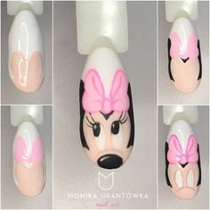 Minnie #nails #nailsart #minnie #disney #tutorial #stepbystep #nailsart #nailswag #nailstagram #nailsofinstagram #art #cartoon #inspiration #indigo #instanails Disney Characters Nail Art, Disney Characters Nails, Minnie Nails, Nails Art Tutorial, Princess Nail Art, Nail Glow, Cartoon Nail Designs, Animal Nail Designs