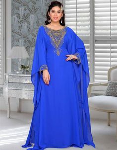 Beautiful 😉 Smoky Modern Full Sleeve Farasha Kaftan Shop Now : https://bit.ly/3LH1cEe Buy online @ $50.95 #kaftanindiaonline #kaftanonlineindia #kaftanstorenearme #kaftanstyledresses #kaftanstyles #arabicattire #caftan Kaftan Style Dresses, Embroidered Kaftan, Smoky Blue, Moroccan Women, Moroccan Kaftan, Royal Wedding Dress, Islamic Clothing, Hip Dress, Abaya Fashion