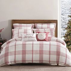 Peppermint Plaid Full/queen Comforter Set - Levtex Home : Target Duvet Comforter Sets, Plaid Duvet Cover, Holiday Bed, Plaid Comforter, Plaid Bedding, King Duvet Cover Sets, Christmas Bedding, Christmas Decorations Bedroom, King Comforter Sets