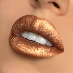 Metallic Liquid Lipstick, Shimmer Lipstick, Gold Lipstick, Metallic Liquid, Metallic Lips, Beautiful Lipstick, Makeup For Black Skin, Lips Shades, Affordable Makeup