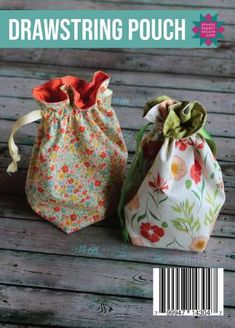 Draw String Bag Postcard Pattern by Carolina Moore Simple Drawstring Bag, Drawstring Bag Pattern, Bag Template, Change Hair, Sewing Machine Cover, Drawing Bag, Diy Bags Purses, Small Toys, Hair Ribbons