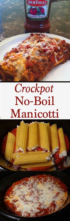 crockpot no - boli manicotti with cheese and sauce on top