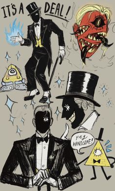 some people are dressed up and one is wearing a top hat, the other has a devil