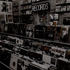 records are on display in a record store