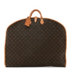 This is an authentic LOUIS VUITTON Monogram Garment Cover with 2 Hangers. This garment cover is crafted of classic Louis Vuitton monogram on coated canvas in brown with vachetta trim. It features vachetta rolled leather top handles and gold hardware including a hook to hang the garment cover. The crossover strap opens to a brown fabric interior with a full length zipper and includes 2 hangers. Classic Formal Bag With Monogram Print, Classic Monogram Print Bags For Formal Occasions, Luxury Monogram Bag For Formal Occasions, Luxury Monogram Bags For Formal Occasions, Classic Formal Monogram Print Bag, Luxury Brown Cases, Classic Travel Bag With Monogram Print, Classic Monogram Print Travel Bag, Louis Vuitton Monogram Bag