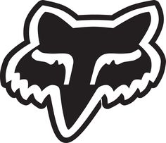 a black and white image of a fox's head with the word fox on it