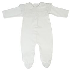 Color_Color | Footie With Lace Collar White | NINI and LOLI Mom Care, Footie Pajamas, Footie Pajama, Gentle Touch, Open Weave, Bedding Accessories, Lace Collar, Sleep Comfortably, Functional Design