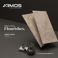 an advertise for marble flooring with the words where vision flourishes in it