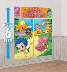 an image of a birthday card with cartoon characters on the front and back wallpaper