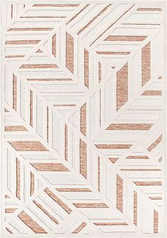 a white rug with brown lines on it