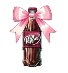 a dr pepper bottle with a pink bow on it