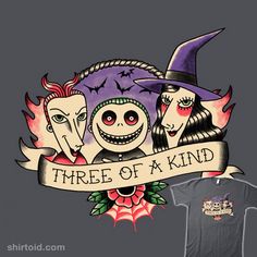 the three witches and their banner with text that says tree of a kind on it