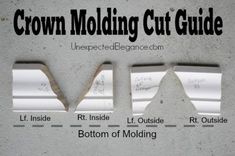 the crown molding cut guide is shown in three different styles, including one with holes